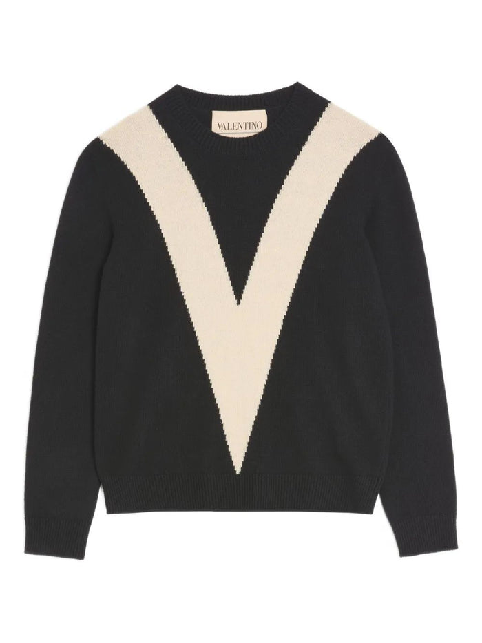Valentino Black Wool Crewneck Sweater
