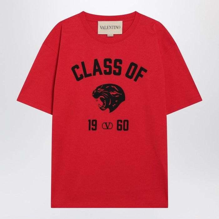 Valentino Red Tshirt With Panther Print