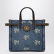 Valentino Garavani Antibes Small Embroidered Denim Shopping Bag In Blue