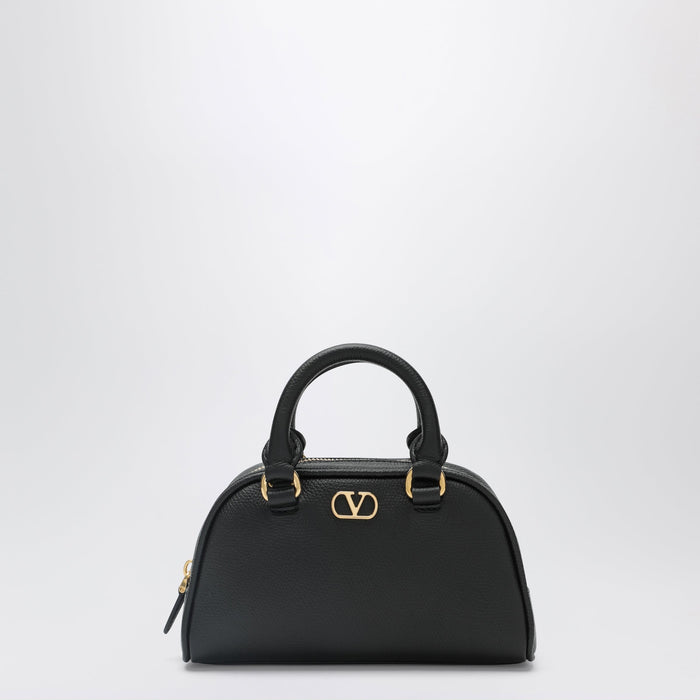 Valentino Garavani Black Vlogo Signature Mini Duffle Bag In Grained Calfskin