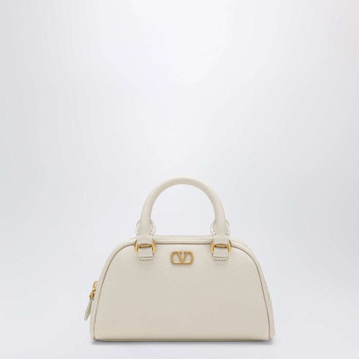 Valentino Garavani Ivory Vlogo Signature Mini Duffle Bag In Grained Calfskin