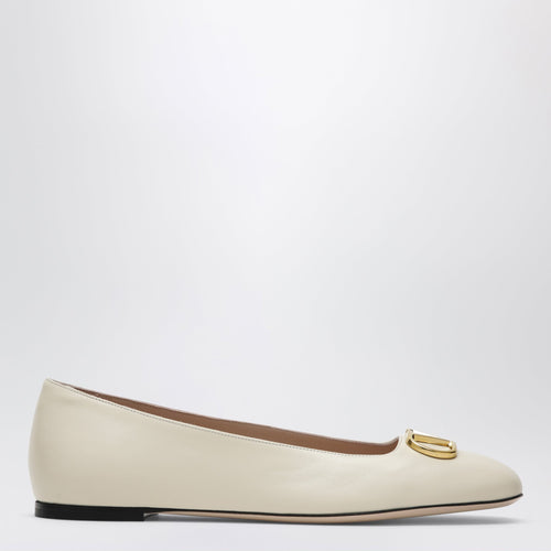 Valentino Garavani White Vlogo Signature Ballerina Flats In Nappa Leather