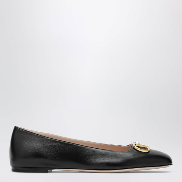 Valentino Garavani Black Vlogo Signature Ballerina Flats In Nappa Leather