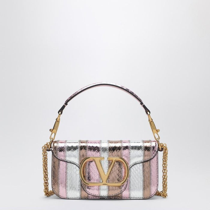 Valentino Garavani Pink Snake Skin Small Shoulder Bag