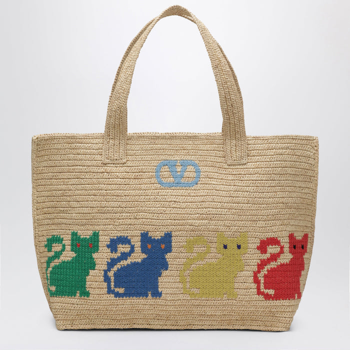 Valentino Garavani Large Raffiachat Shopping Bag In Raffia