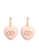 Valentino Garavani Heart Logo Leverback Earrings In Enamel, Gold/Pink