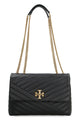 Tory Burch Kira Chevron Convertible Shoulder Bag In Black Leather