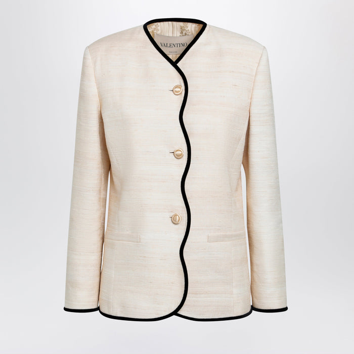 Valentino Milk-Honey Coloured Silk And Linen Jacket