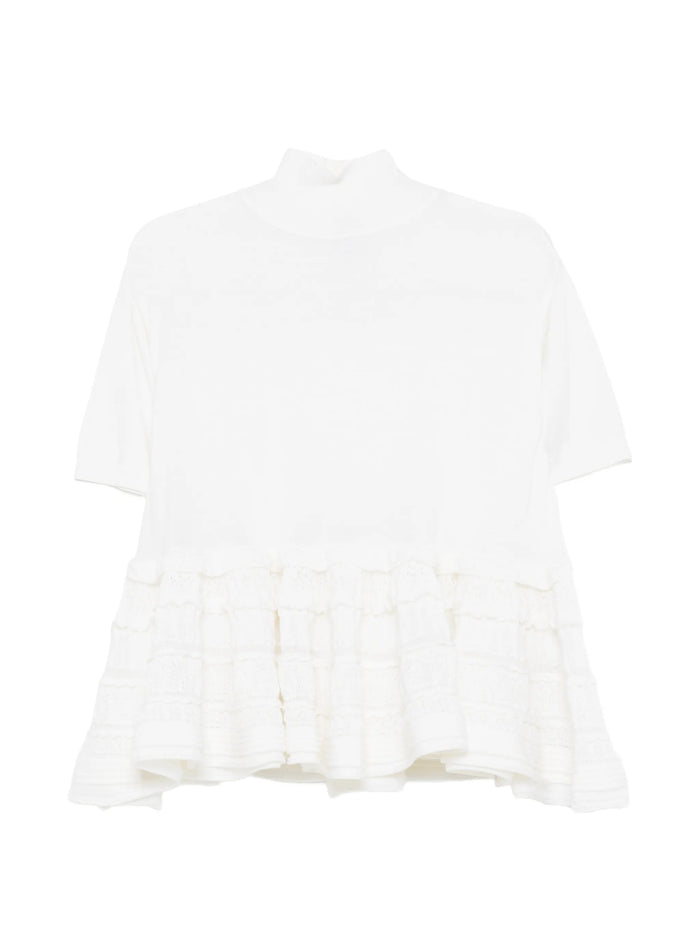 Alaia Top Mc Natural Stitch With Ruffle