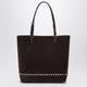 Valentino Garavani Medium Rockstud Shopper Bag In Ebony Brown And Black Suede