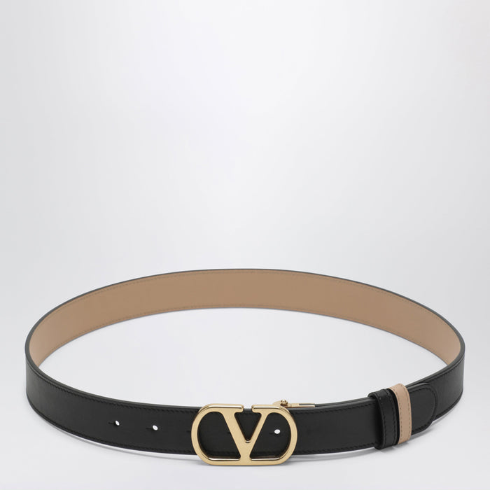 Valentino Garavani Black/Pink Reversible Vlogo Signature Belt