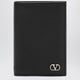 Valentino Garavani Black Vlogo Grained Leather Card Holder
