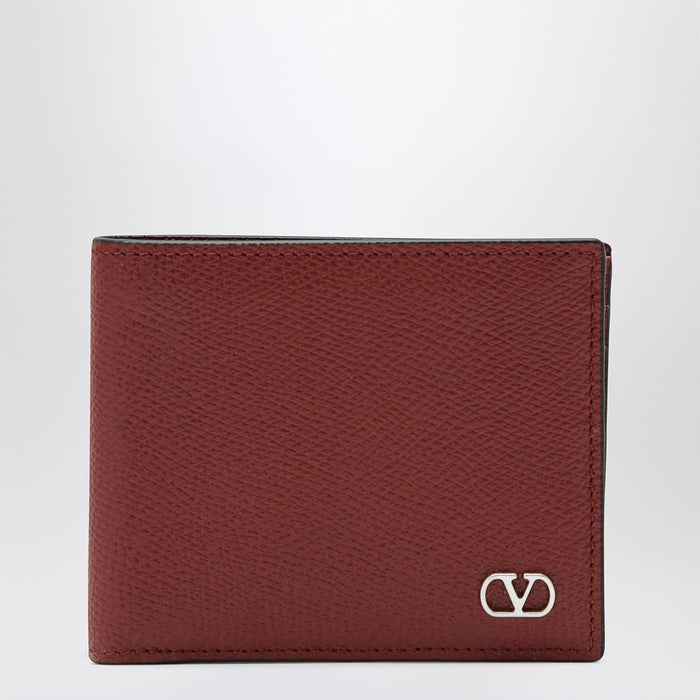Valentino Dark Red Vlogo Signature Bi-Fold Wallet