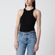 Anine Bing Black Ribbed Tank Top With Logo Embroidery