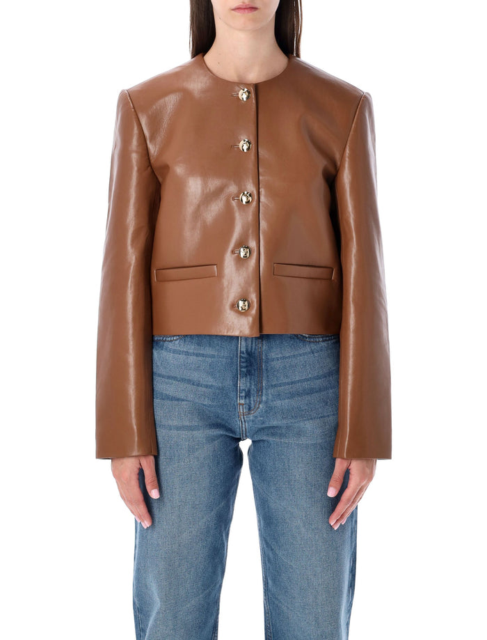 Anine Bing Anine Bing Cropped Leather Jacket Cognac