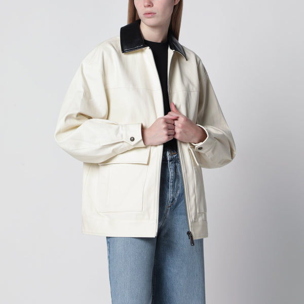 Anine Bing Holden Zip Jacket In Cotton, White