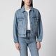 Anine Bing Quincy Washed Denim Jacket In Cascade Blue