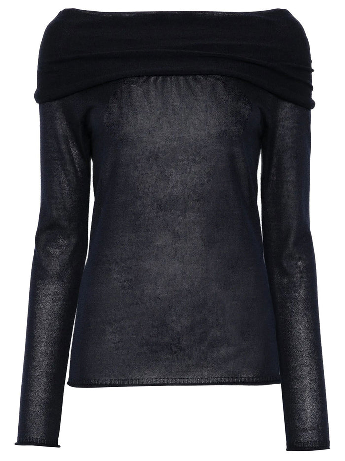 Roberto Collina Off-The-Shoulder Silk Blend Semi-Sheer Sweater