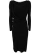 Alberta Ferreti Long Sleeves V Neck Midi Dress