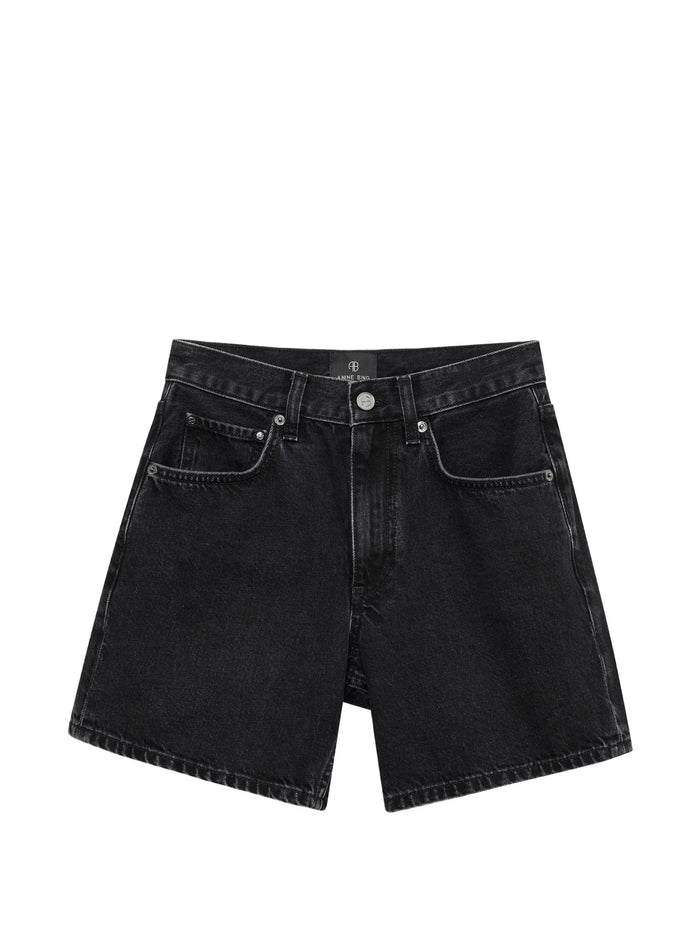 Anine Bing Delaney Black Washed Denim Shorts