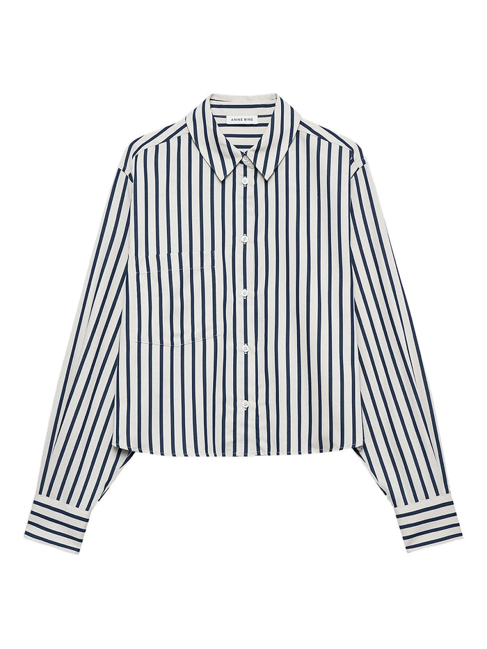 Anine Bing Essie Natural Navy Striped Shirt