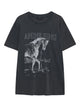 Anine Bing Mc Lili Black Wash T-Shirt With Horse Logo