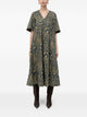 Ganni Leopard Print A-Line Dress V-Neck