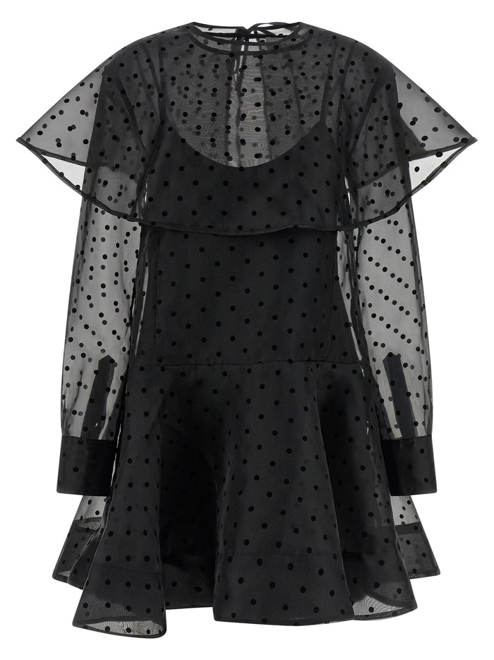 Ganni 'Black Organza Circle Collar' Dress