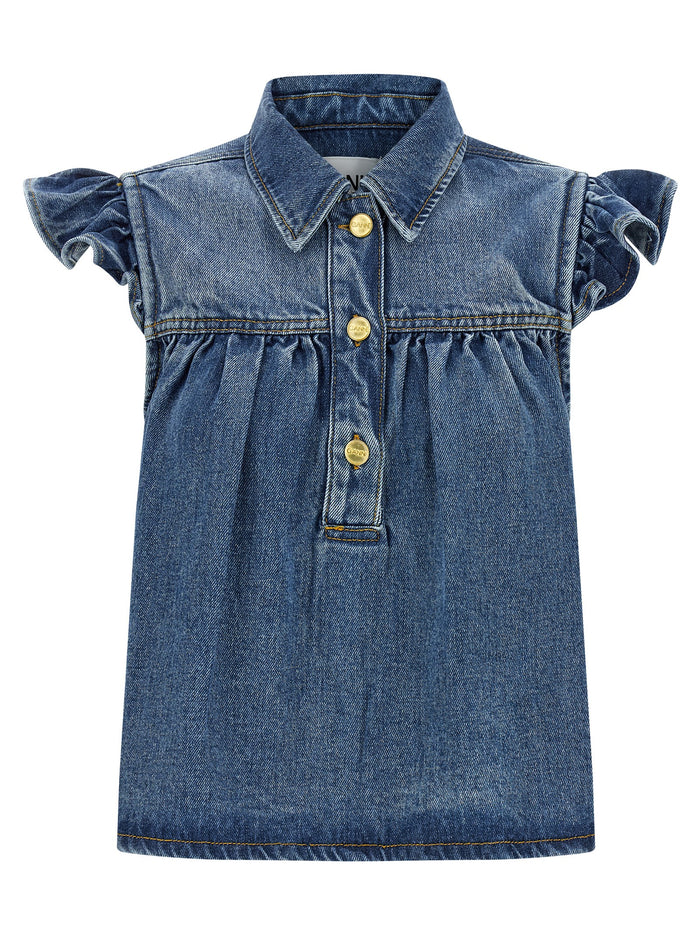 Ganni 'Denim Ruffle' Top