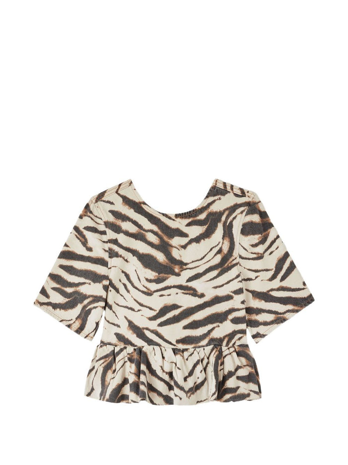 Ganni Zebra Print Organic Cotton Top