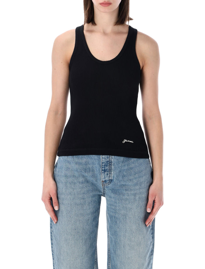 Ganni Cotton Rib Tank Top