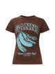 Ganni Coffee Recycled Cotton Organic Cotton T-Shirt