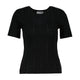 Ganni Compact Pointelle Rib B T-Shirt -  - Cotton - Black