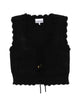 Ganni Flower-Applique Sleeveless Cardigan