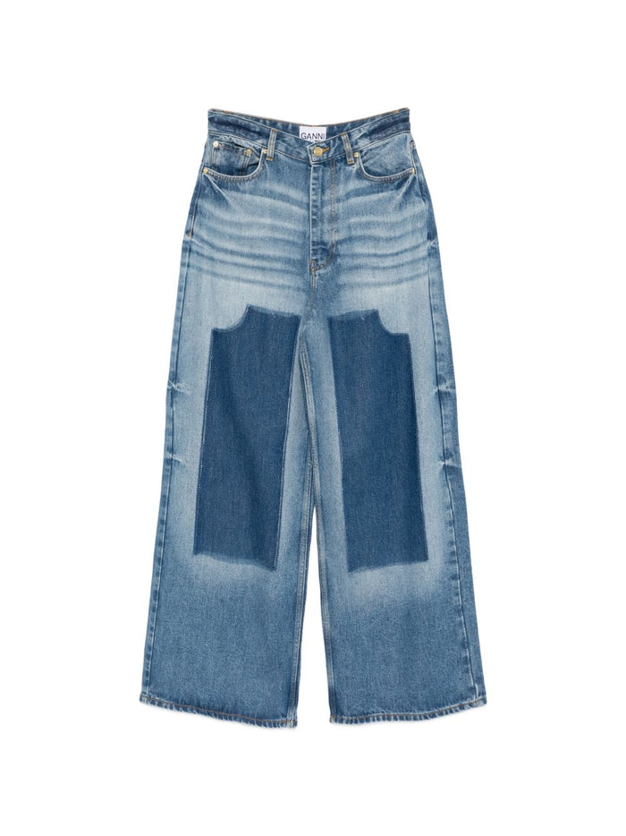 Ganni Baggy Denim Jeans Knee Details