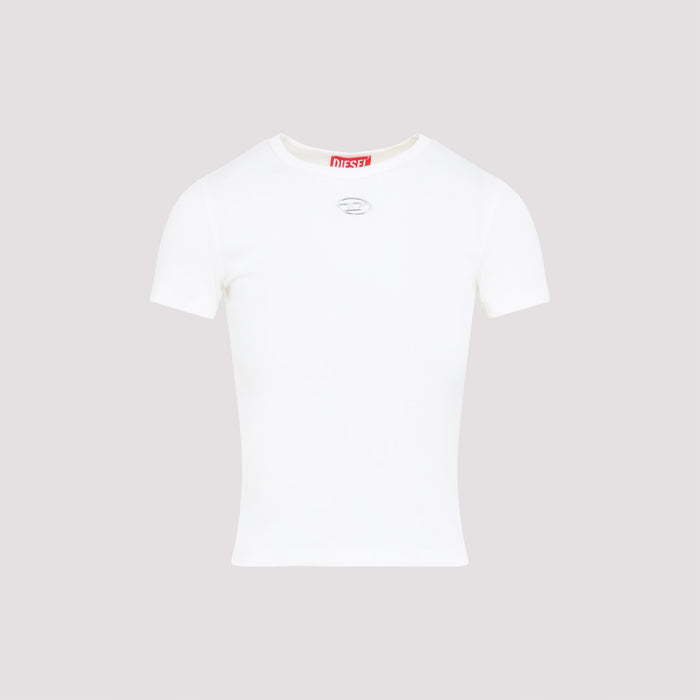 Diesel White Tshirt With Metallic Oval D
