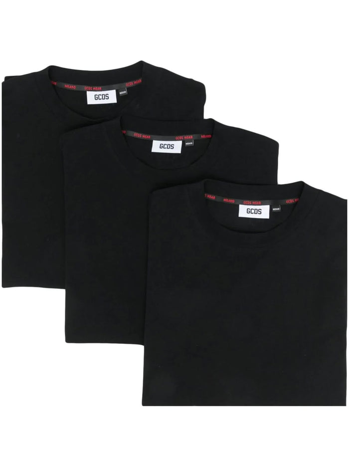 Gcds Black Cotton Three-Pack T-Shirt