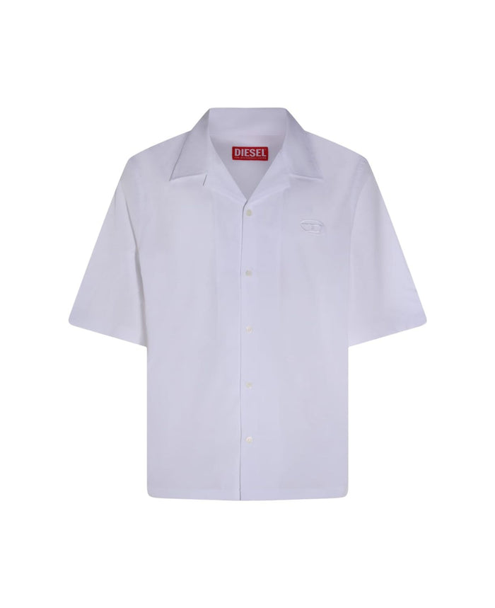 Diesel White Camp Collar Cotton Shirt
