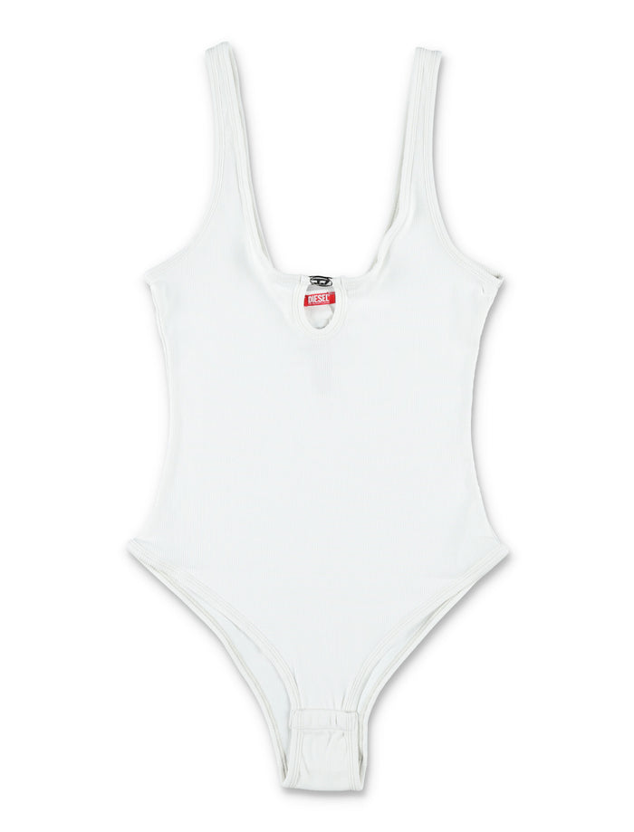 Diesel White Ribbed Keyhole Detail Top