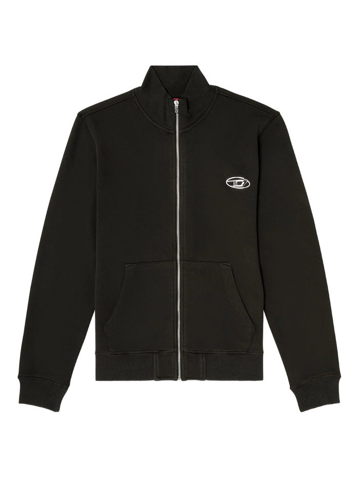 Diesel Black Cotton Zip Sweatshirt