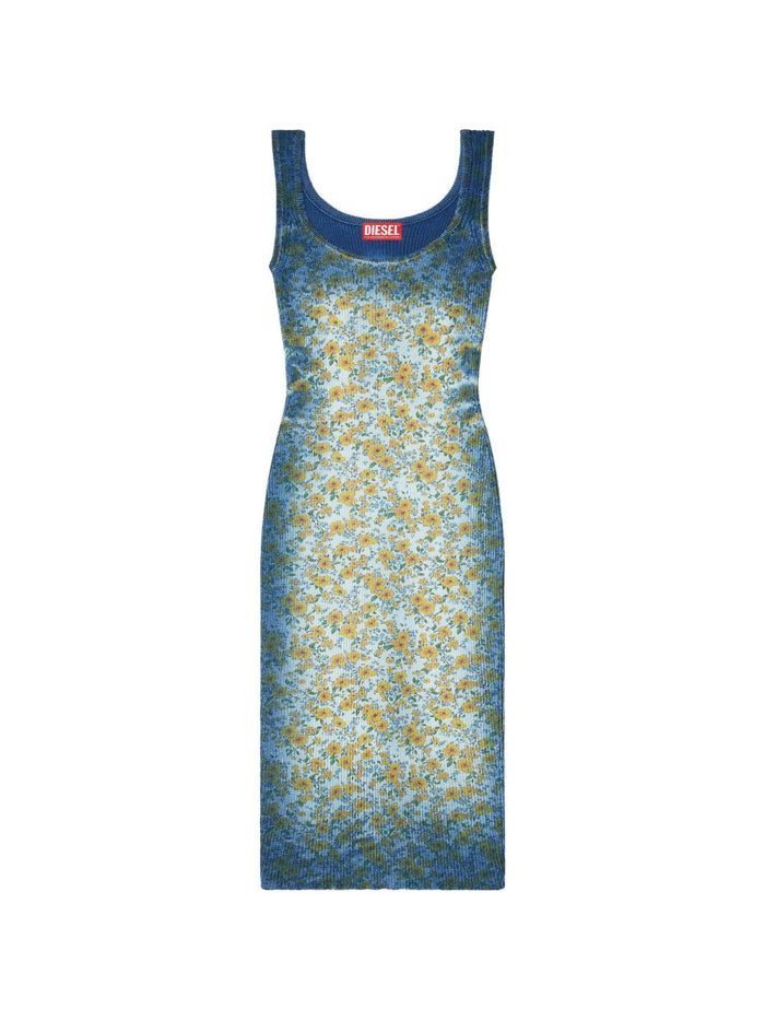Diesel Blue Floral Print Cotton Dress