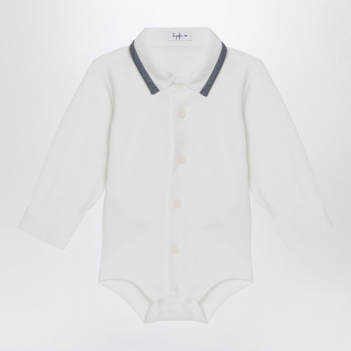 Il Gufo Milk-White Cotton Shirt Bodysuit