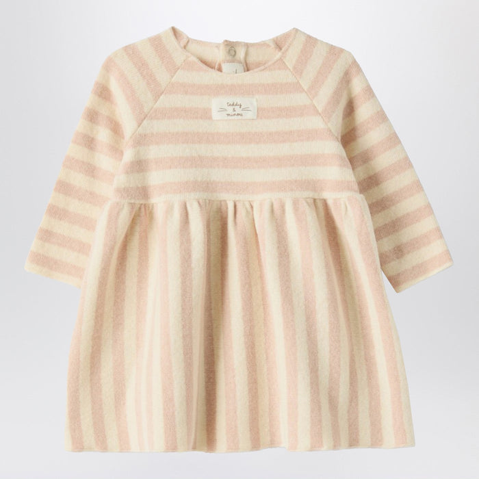 Teddy & Minou Pink Striped Cotton-Blend Dress