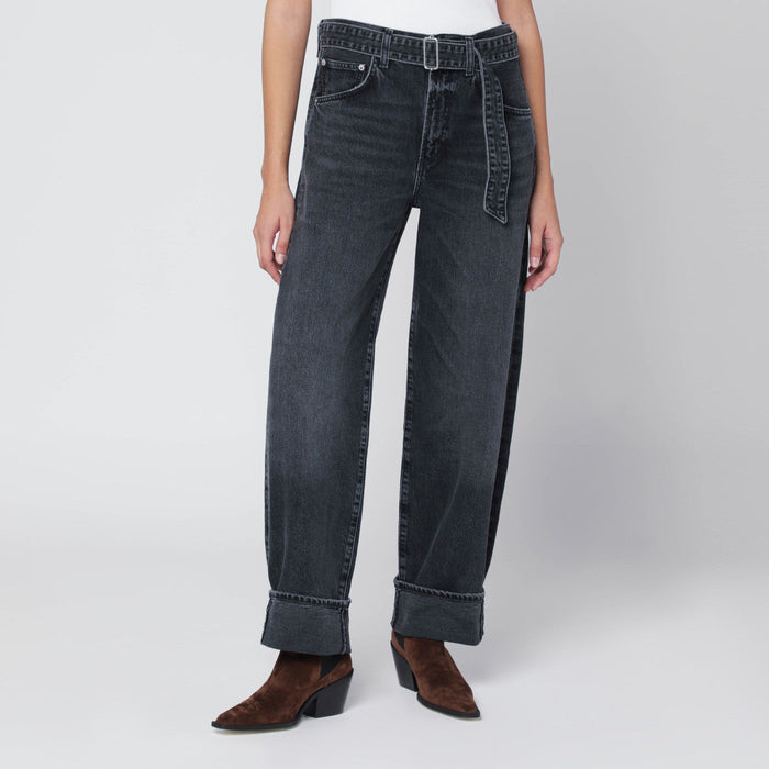 Agolde Jeans Cuffer Taper Grey Washed Effect