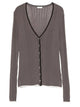 Roberto Collina Contrasting Hem V-Neck Ribbed Cardigan