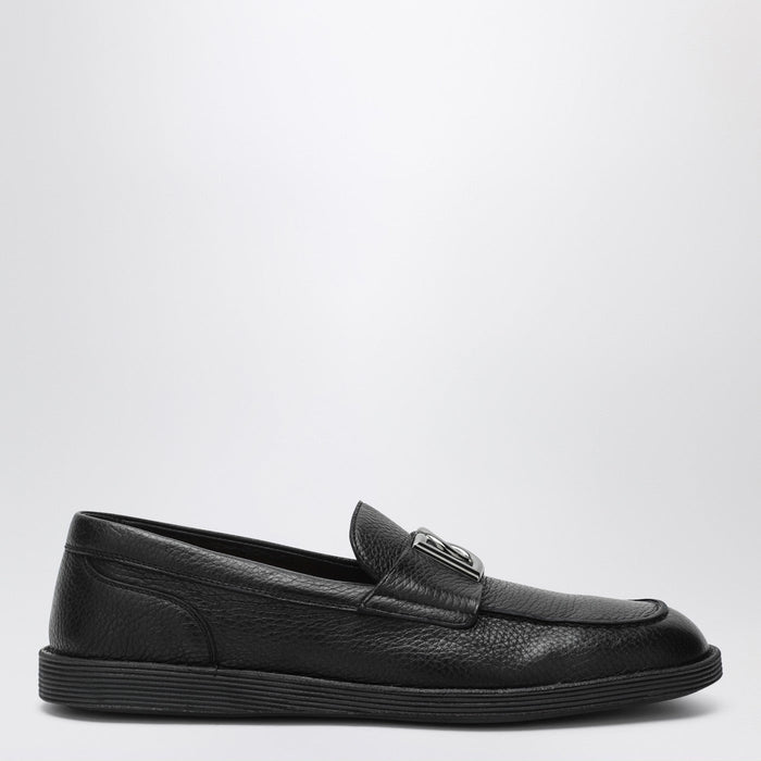Dolce&Gabbana Black Leather Loafers With Dg Logo
