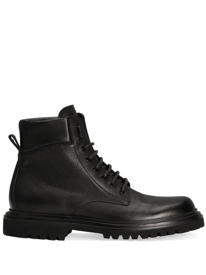 Dolce & Gabbana Leather Boots With Lace-Up Design