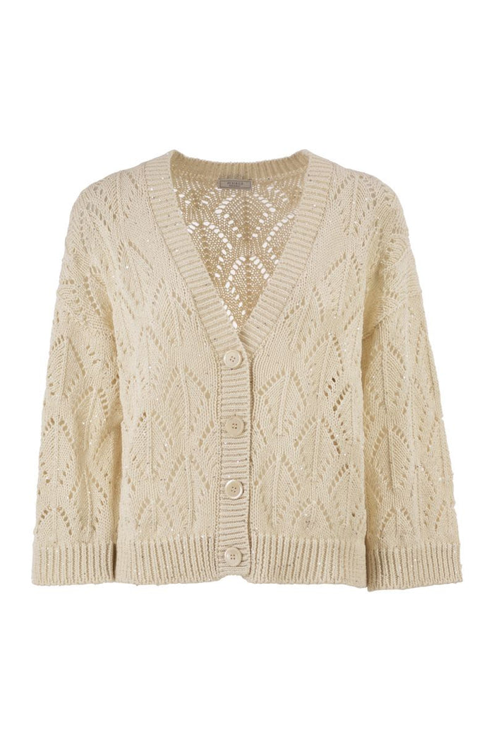Peserico Cotton Cord Cardigan With Sequins