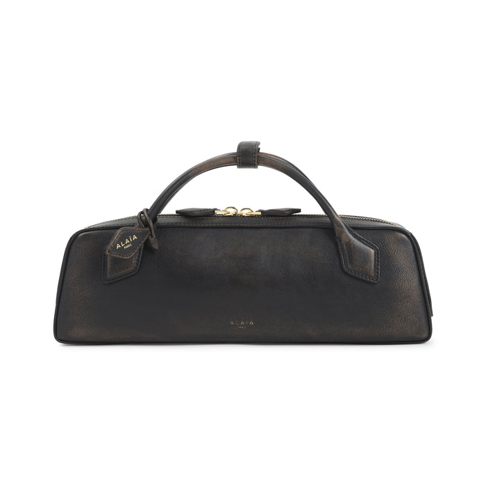 Alaia Ebony Dachshund Clutch With Gold Logo