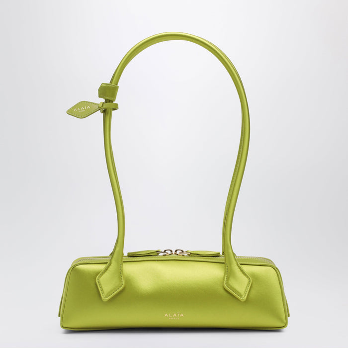 Alaia Le Teckel Small Shoulder Bag In Lime Satin